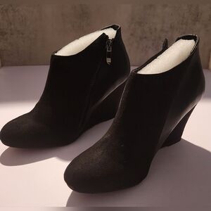 CL by Laundry Viola Suede and Leather Wedge Bootie